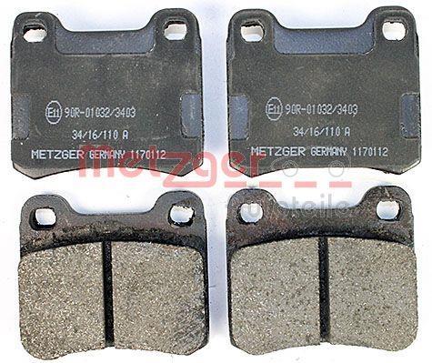 Jeu de 4 plaquettes de frein METZGER ref. 1170112